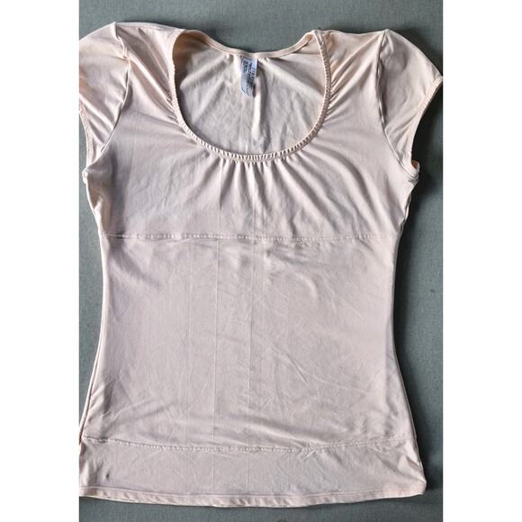 Flexees Womens 2XL Pink Tee Shirt Shapewear Layer SS Scoop Maidenform - Picture 1 of 6